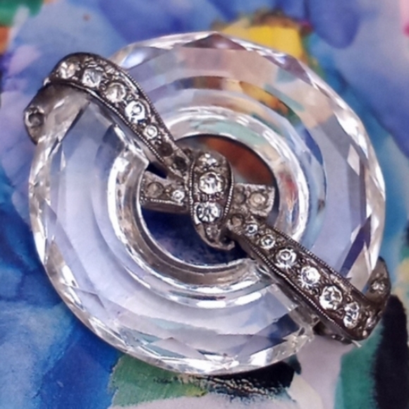 CINER STERLING SILVER Paste Stones Faceted Crystal Brooch Pin ANTIQUE - Picture 6 of 15